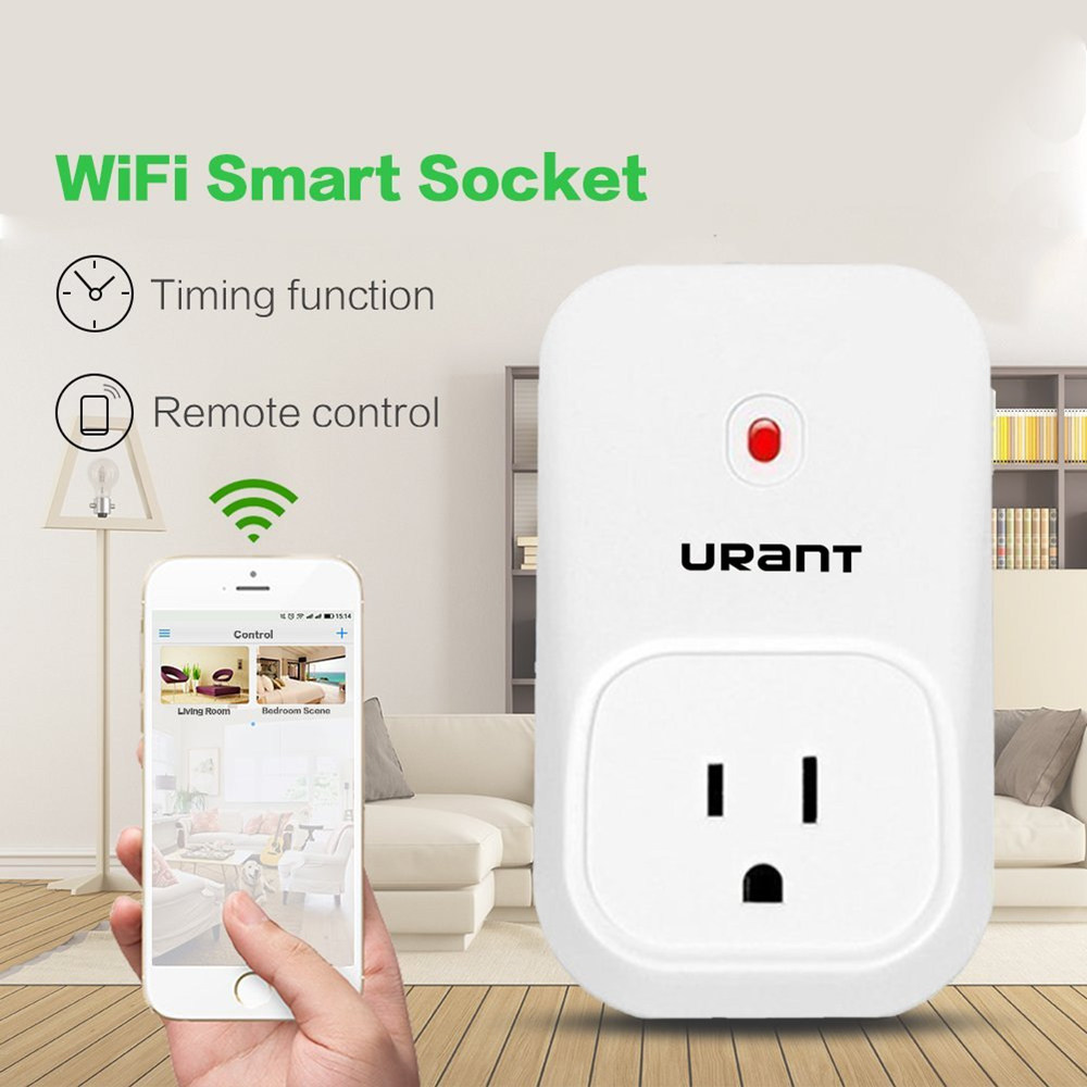 URANT　スマートコンセント　スマートプラグ　無線コンセント　Wifiプラグ　スーパースイッチ　Android/iOS対応　スマホから自宅の電気製品をON/OFF遠隔操作できる　WiFiで制御する電源コンセント　2.4GHzネットワーク上でどこでもコントロール　家庭用　オフィス用　ホワイト